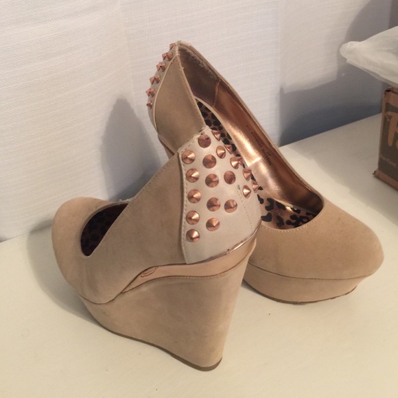 Suede studded wedges!