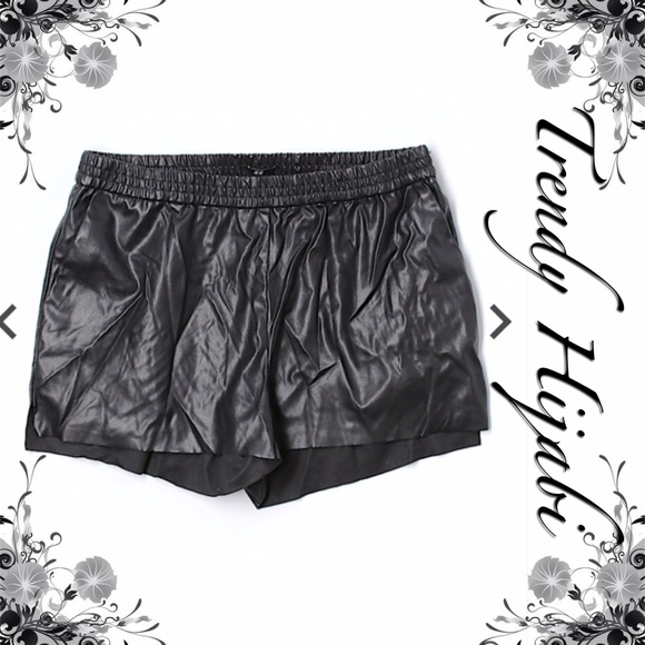 H&M Pants - H & M Faux Leather  Black Shorts