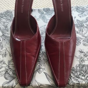 Karen Scott red leather mules