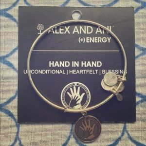 Alex & Ani Hand In Hand Silver Bangle