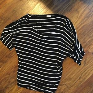 Black and White Striped Dolman Sleeves Top