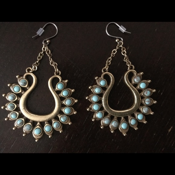 Lucky Brand Jewelry - turquoise and gold earrings