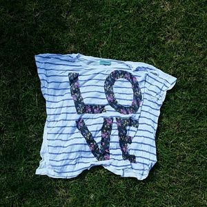 striped "love" crop top
