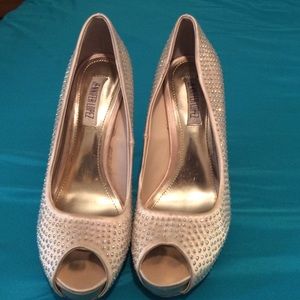 Rhinestone champagne colored heels