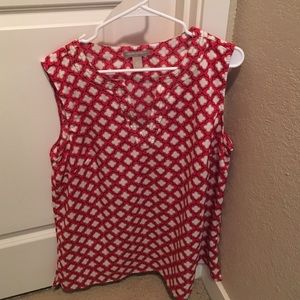 Red patterned banana republic top