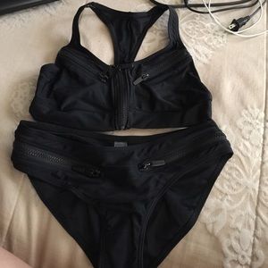 Black racer back bathing suit