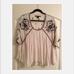 French Connection Stitch Embroidered Smock Shirt