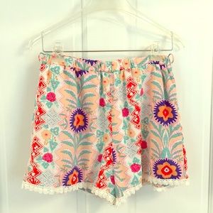 High waisted floral shorts