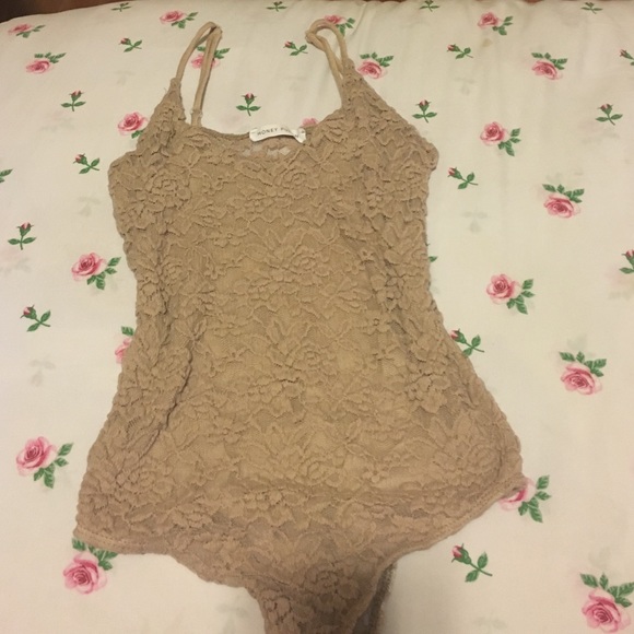 Beige lace bodysuit
