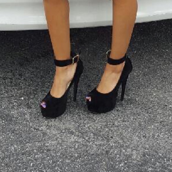 Black suede heels