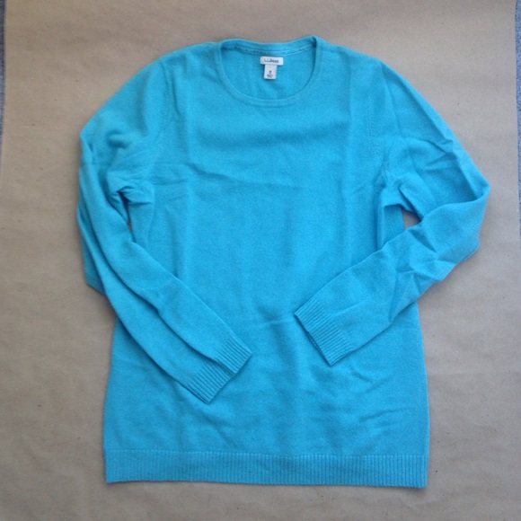 Aqua colored cashmere LL Bean sweater
