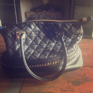 Black quilted satchel purse