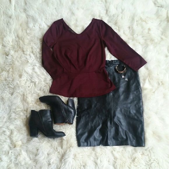 Burgundy peplum top