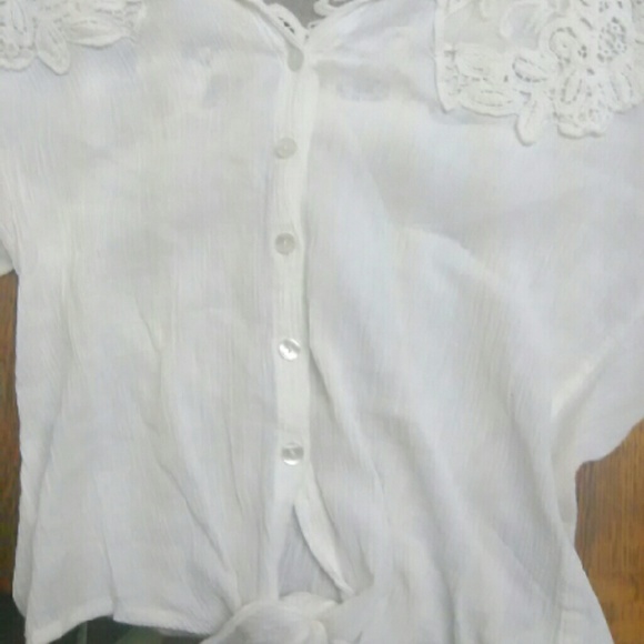 Button down tie off blouse