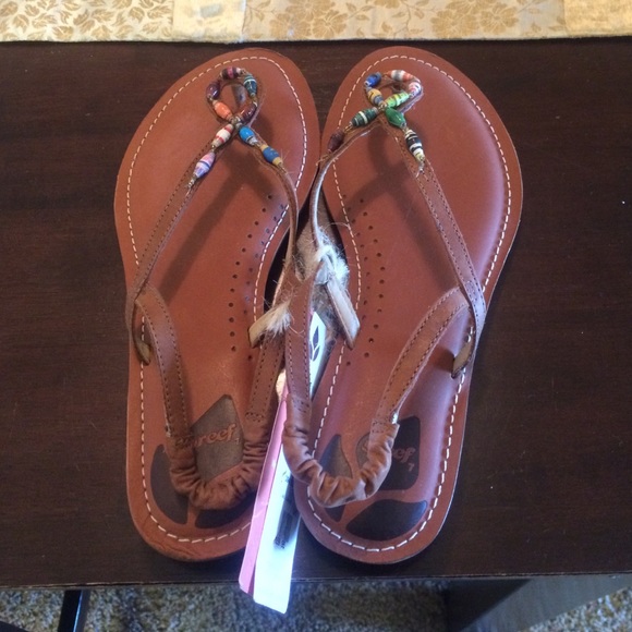Reef beaded leather sandals never been worn