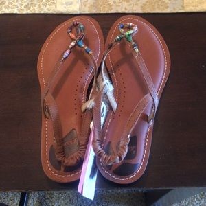 Reef beaded leather sandals never been worn