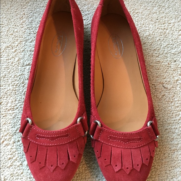 Brick red suede flats