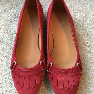 Brick red suede flats