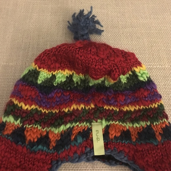 Fur Headwear Pouf Hat with Blue Braided Tassels - Picture 2 of 2