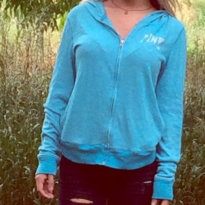 Blue zip up sweater