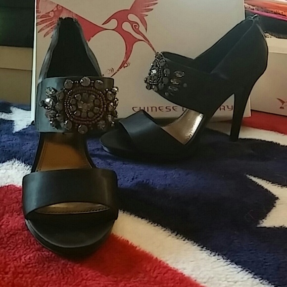 Beaded Black Heels