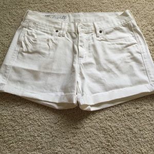 Madewell White denim shorts with frayed hem