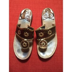 Jack Rogers Brown and Gold Sandals