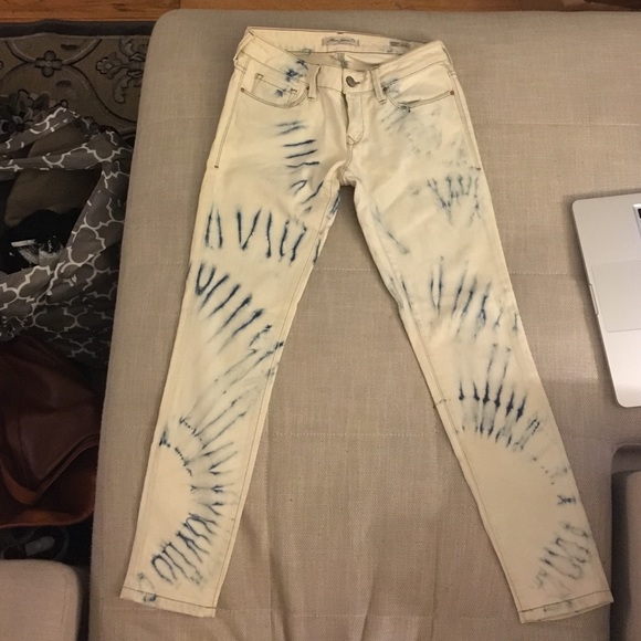Mavi Jeans Co Serena Ankle White Tye-Dye Jeans - Picture 1 of 4