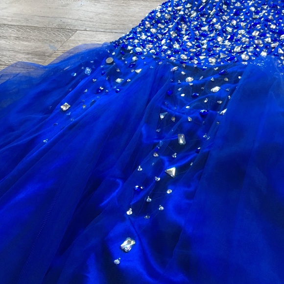 Royal Blue Hand Beaded Prom Dress - Picture 4 of 4