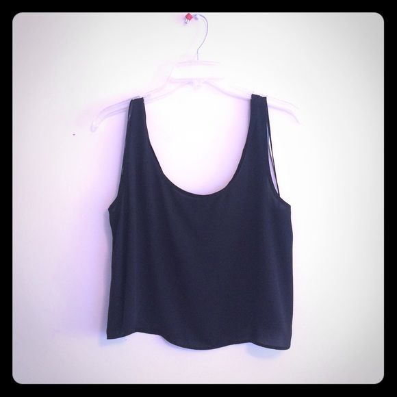 Black Polyester Crop Top