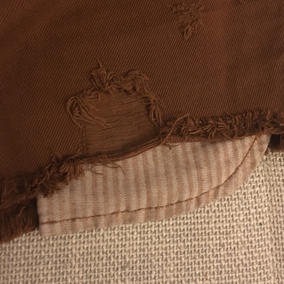 LF Carmar Distressed Brown Denim Shorts - Picture 3 of 4