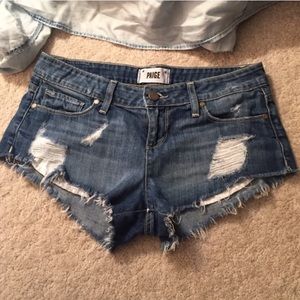 PAIGE distressed denim shorts