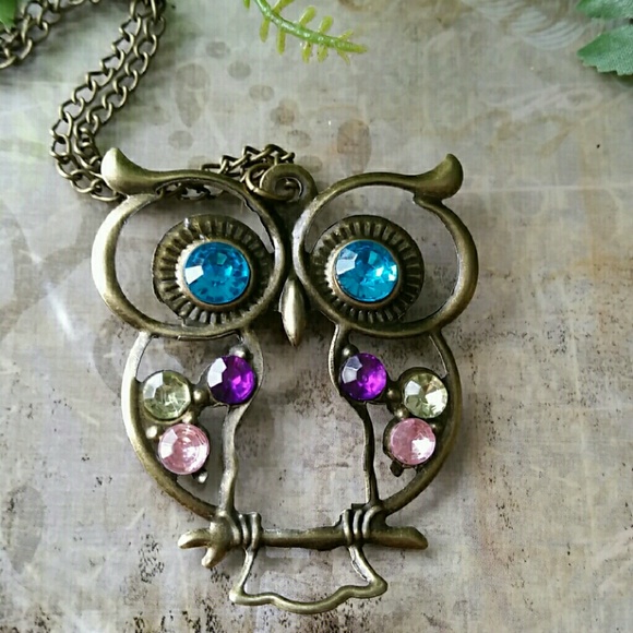 Antique Bronze Fashion Owl Pendant Necklace New - Picture 2 of 3