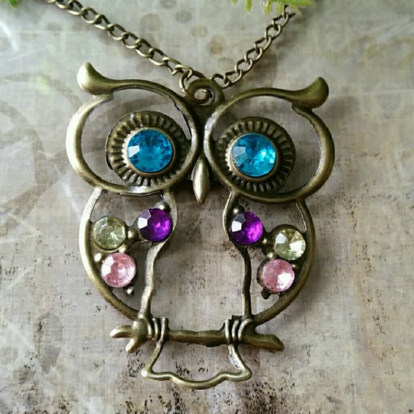 Antique Bronze Fashion Owl Pendant Necklace New - Picture 3 of 3