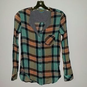 C & C California Plaid Button Down Shirt XS