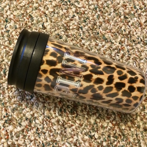PINK cheetah/leopard print coffee tumbler 👌