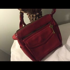 Red fossil body wrap purse