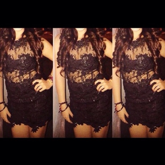 ANGL sexy floral crochet mesh mini dress, M/L - Picture 2 of 4