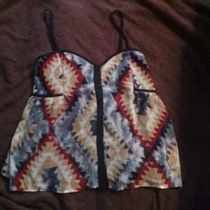 Charming Charlie Button-Down Tribal Tank Top