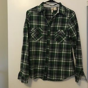 Green/Blue plaid cotton button down