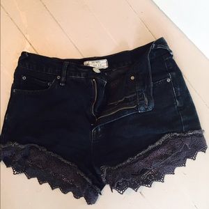Free people high waisted fringe shorts