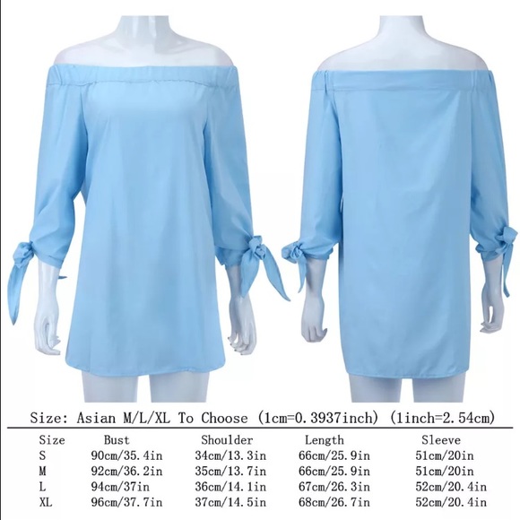 •Off the shoulder blouse blue and white• - Picture 3 of 3