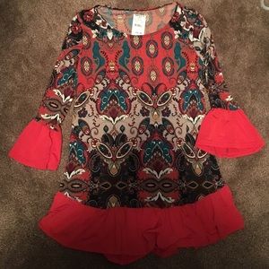 Super cute fall long sleeve shirt with bell ends!
