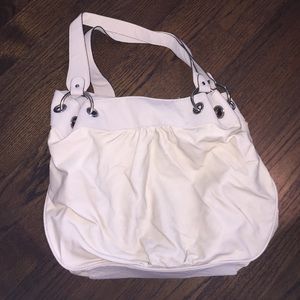 White leather purse