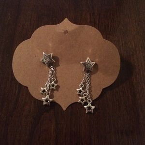 Silver dangle star earrings