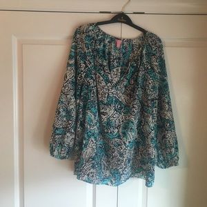 Lilly Pulitzer Silk Elsa Top. XL