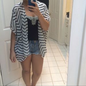Wet Seal Navy Chevron Kimono