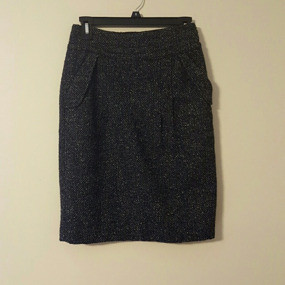 Cabi Navy/cream Tweed Pencil Skirt - Picture 2 of 4