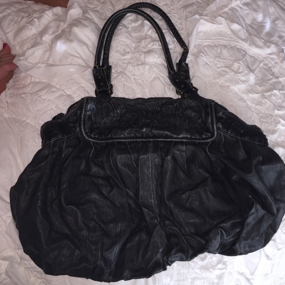 Navy leather purse