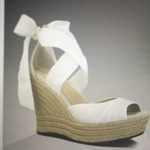 UGG Lucianna Wedge White tie Raffia Sandal Shoes
